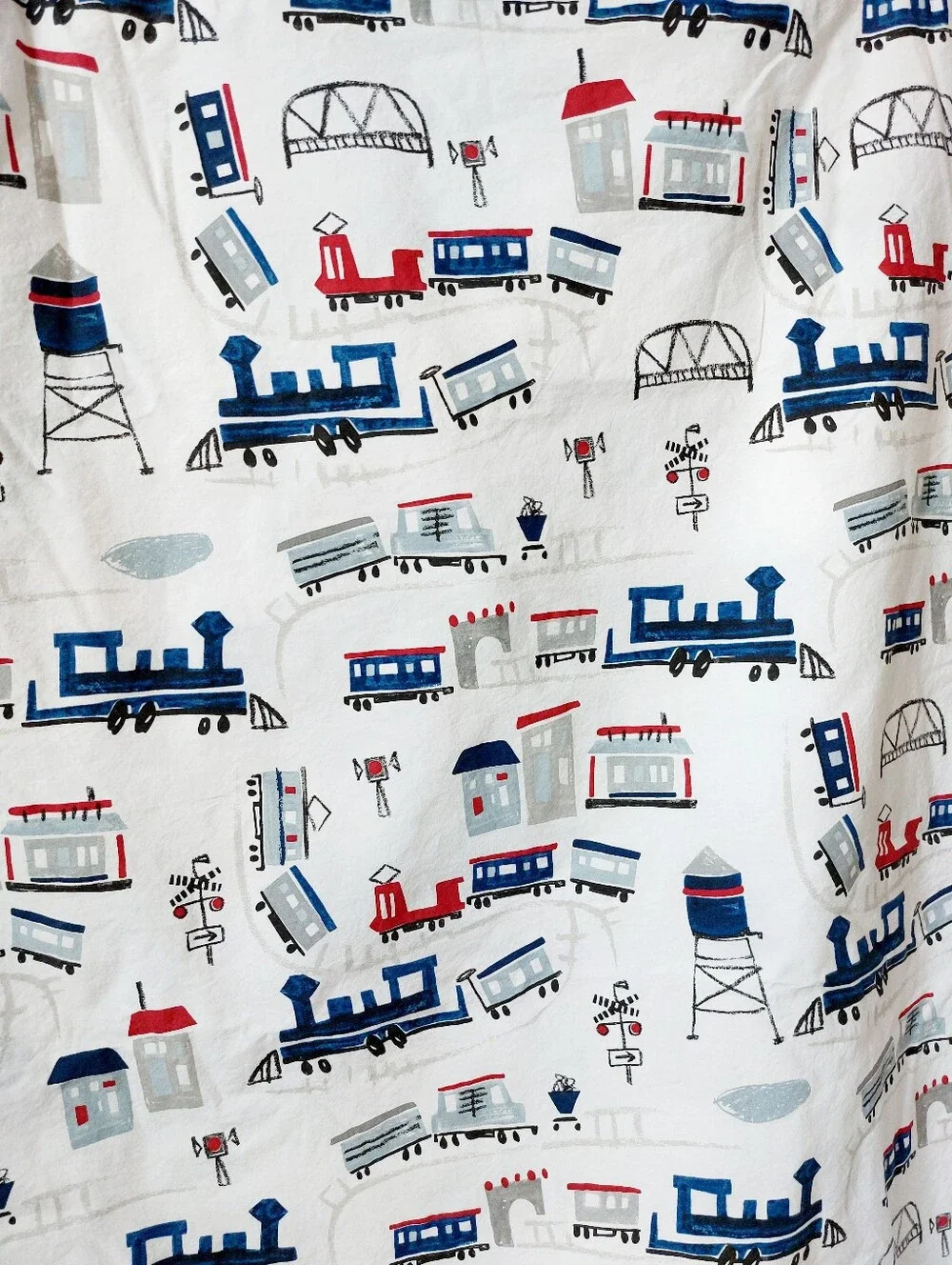 Train Junction Theme Pottery Barn Kids Full *Flat* Sheet & Pillowcase Thomas